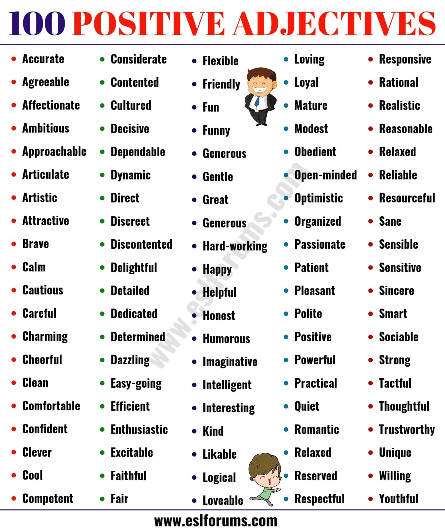 100 descriptive words for kids